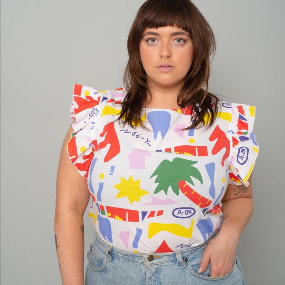 Nooworks Puff Sleeve Top in A-OK